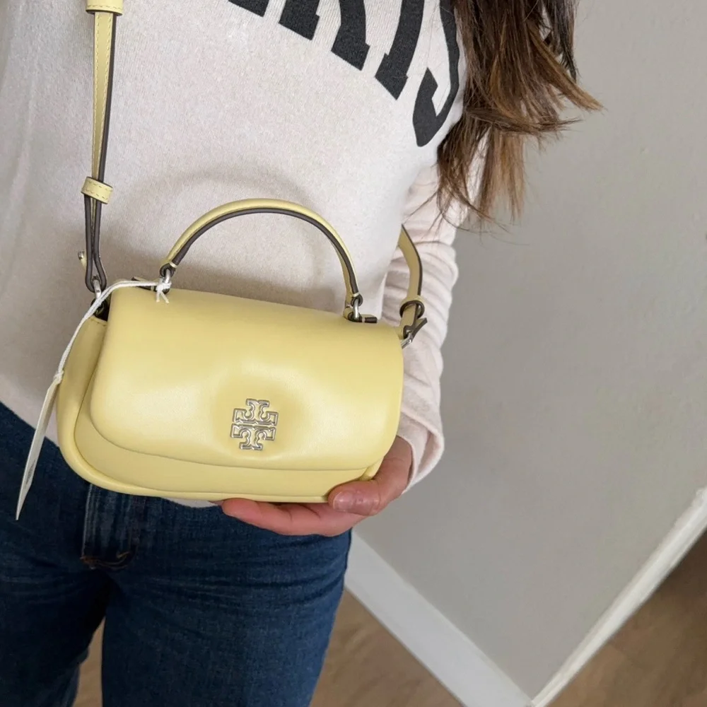 NWT ,Tory Burch Britten puffy mini top handle in yellow Yellow Crossbody
